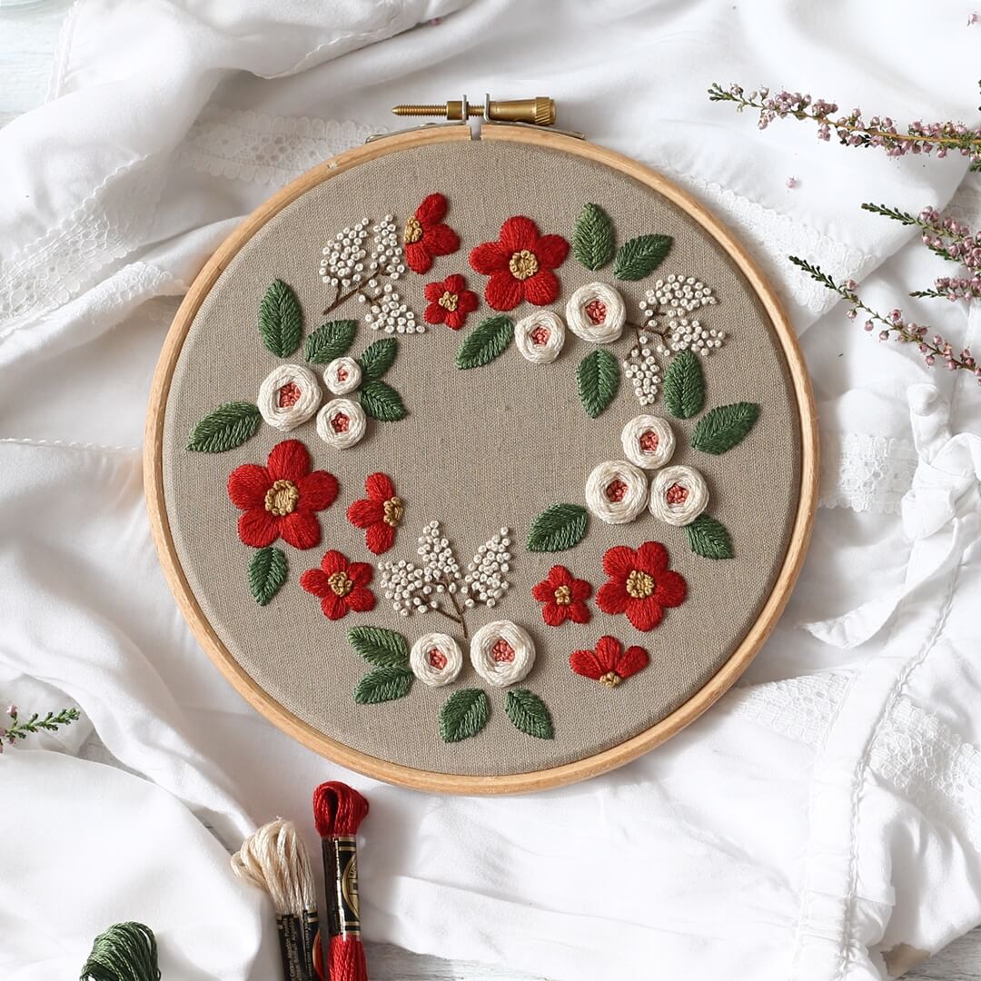 Kwiatowy wzór do wyszycia haftem płaskim