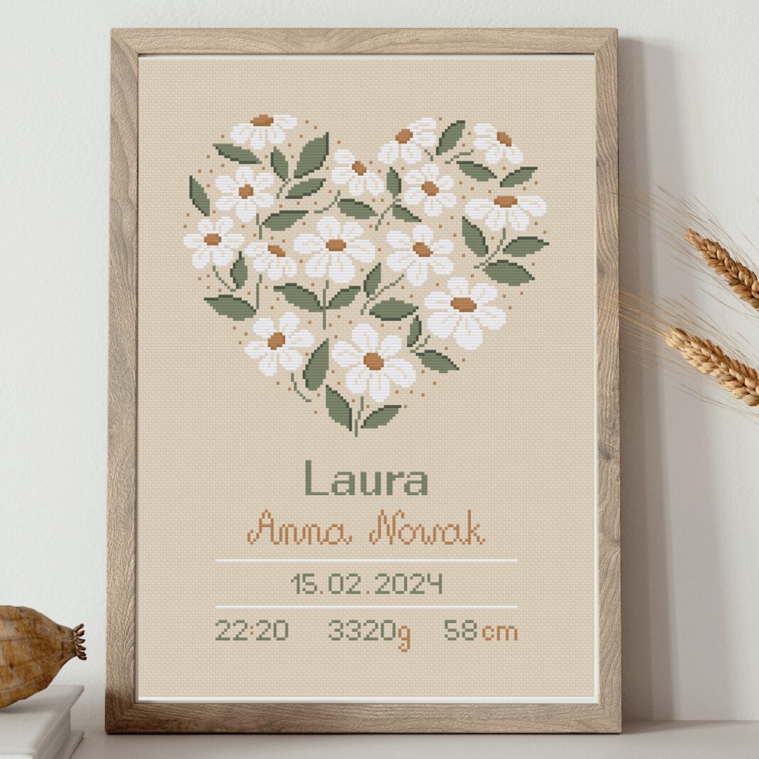 Haftowane serce do wyszycia haftem krzyzykowym